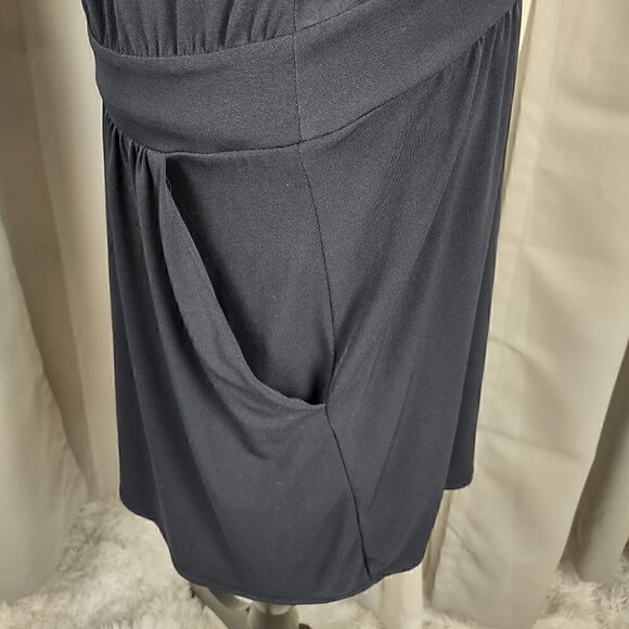 Loft Ann Taylor Navy Cowl Pleated Dress With Pockets Size Small - Picture 4 of 14